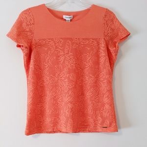 Calvin Klein Coral Textured Boxy Stretch Tee M NWT